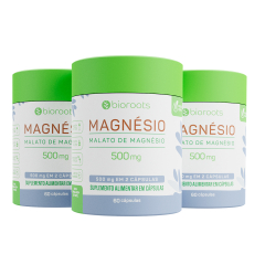 Kit 3 Magnésios Malato Vegan 500 mg com 60 comprimidos - Bioroots