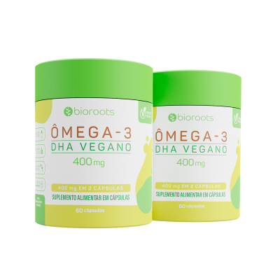 Kit 2 Ômegas 3 Vegano 400mg com 60 Unidades - Bioroots